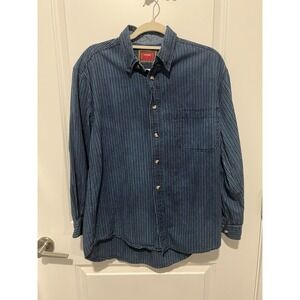 Vintage Wrangler Hero Collared Button Up Long Sleeve‎ Shirt Medium Blue Western